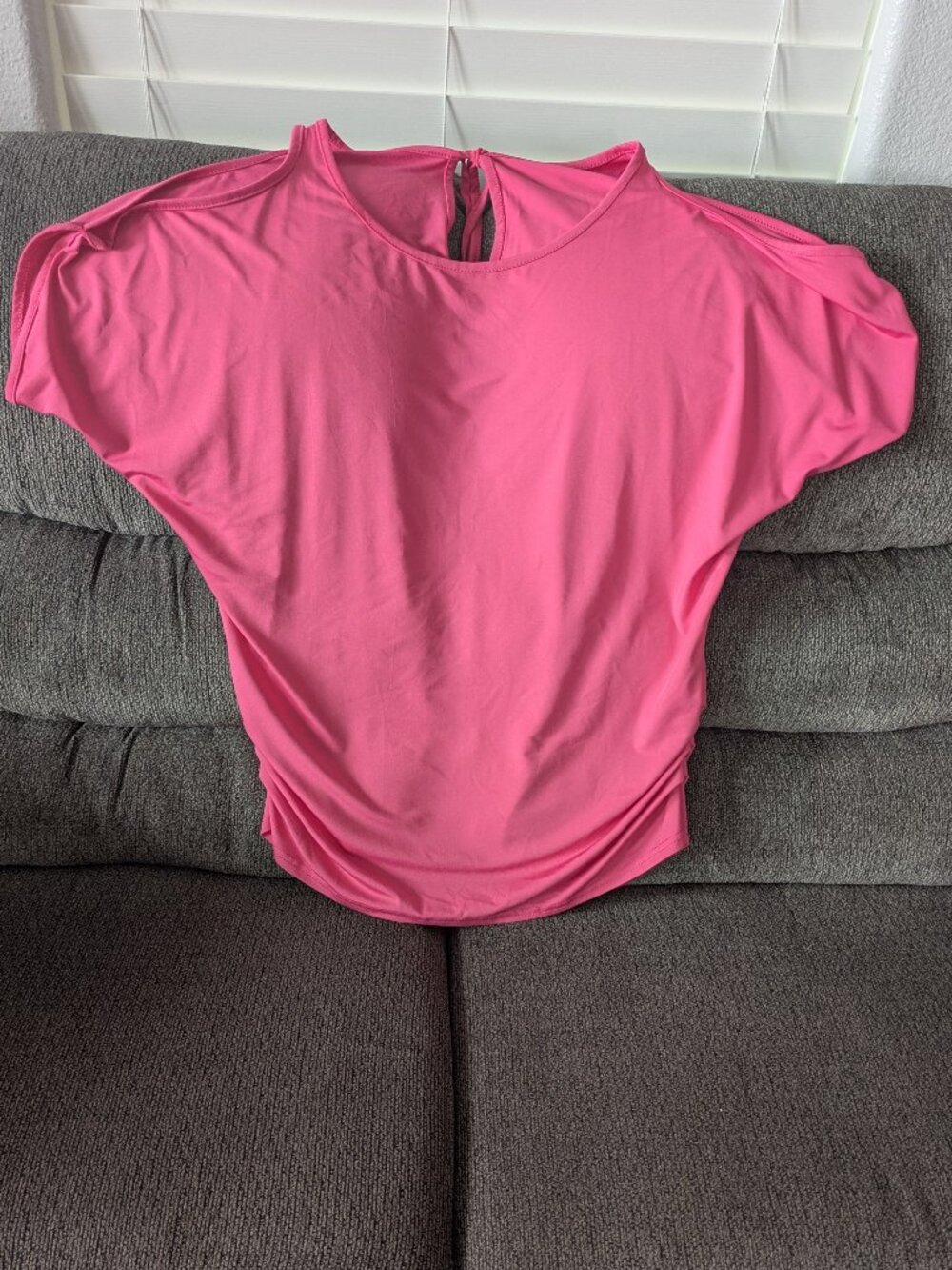 Cold shoulder ruched top